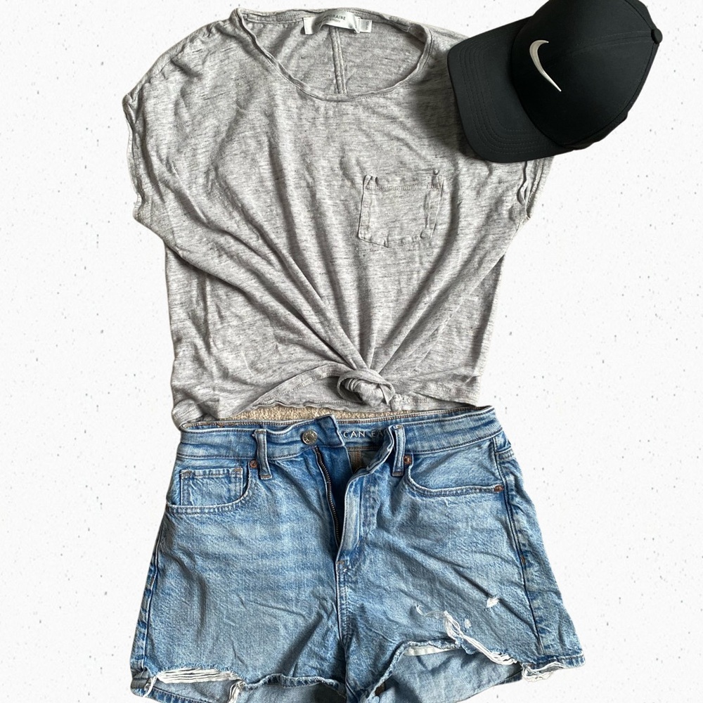 100% Linen Cropped T-shirt Simons